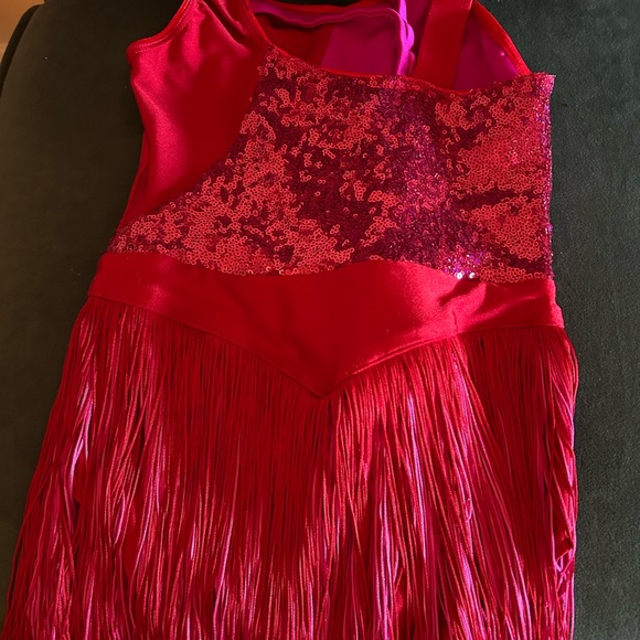 🎅🏻 SALE! REVOLUTION RED/FUCHSIA SEQUINED FRINGE JAZZ DANCE COSTUME SIZE MC - Picture 12 of 15